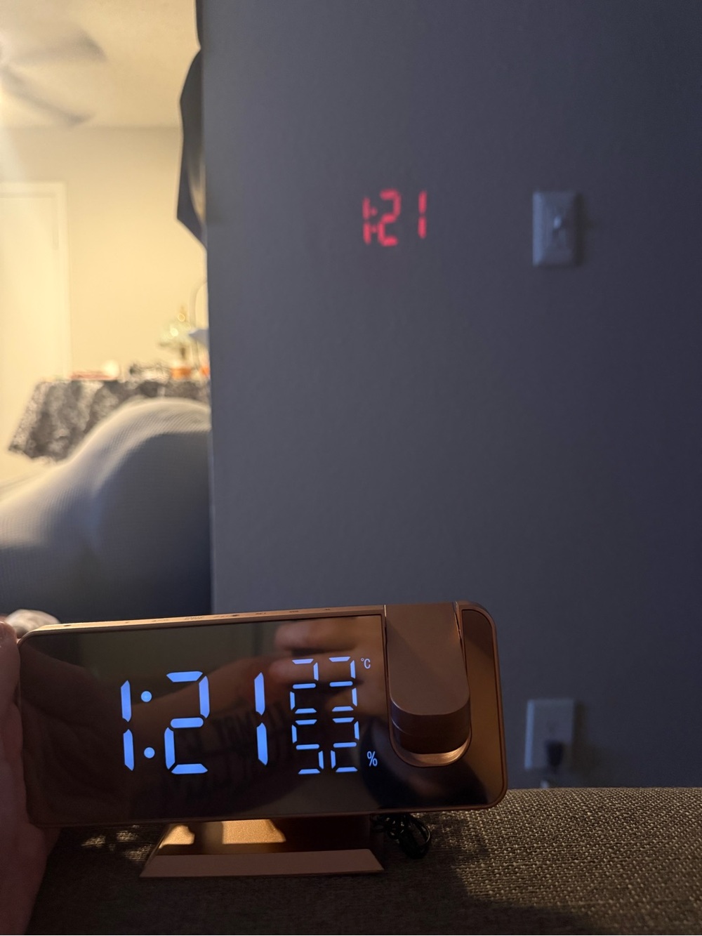 Digital Projection Alarm Clock - Copper LED Display